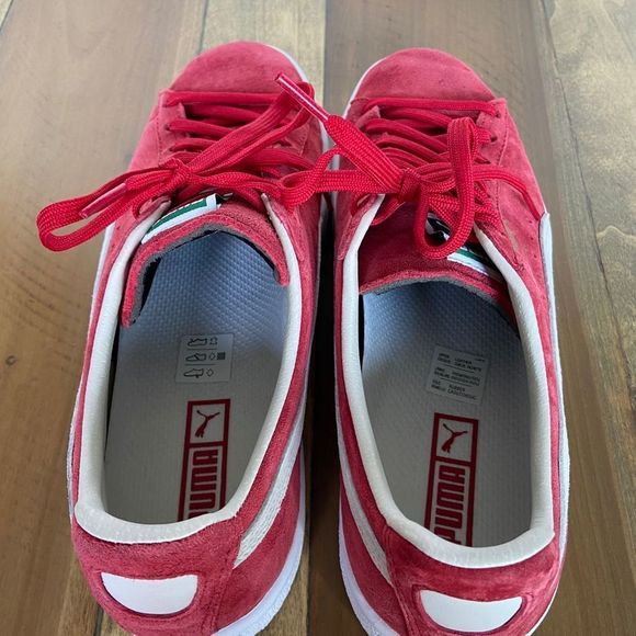 New Puma Clyde Script Sneakers Men's Size 10 Ribbon Red White 351907 - Picture 6 of 7